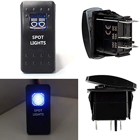 iJDMTOY Spot Lights 5-Pin SPST ON/Off Blue LED Indicator Rocker Switch Compatible with Jeep Car Truck 4x4 Boat LED Work Lights, Driving Fog Lights, Daylight DRLs, etc IJDMTOY