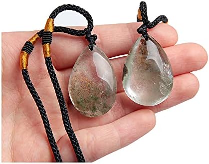 Acxico 2pcs Natural Ghost Phantom Quartz Crystal Gems Specimen Healing Pendant Necklace Gift Acxico