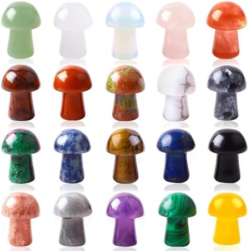 10 Pcs Mini Crystal Mushroom Gemstone Sculpture Decor Carving Mushroom Polished Healing Crystal Cute Mushroom Stones for Home Garden Lawn Yard Decoration Meditation Flower Pot Decor UFEEL