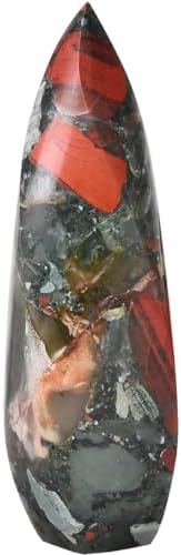 JIC Gem Africa Bloodstone Large Crystals Natural Healing Crystal Point Obelisk Tower Spiral 4 Sides Energy Gemstone Decoration Gifts 1.1-1.7 Lbs JIC Gem