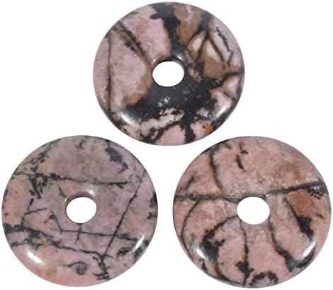 Crystal Donut, 3 Pcs Large Hole Lucky Coin Amulet Peace Circle Healing Crystal Jewelry for DIY, 7 Charka Loveliome