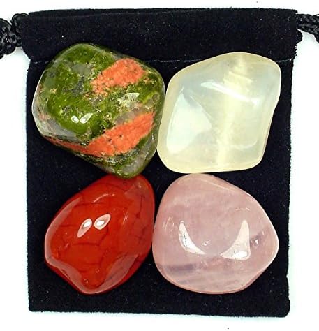 The Magic Is In You Fertility Support - Professionally Selected Tumbled Crystal Healing Set with Pouch & Description Card - Carnelian, Moonstone, Rose Quartz, and Unakite Genuine Gemstones The Magic Is In You