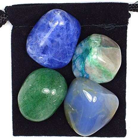 The Magic Is In You Blood Pressure Control Tumbled Crystal Healing Set with Pouch & Description Card - Aventurine, Labradorite, Sodalite, and Tourmaline The Magic Is In You