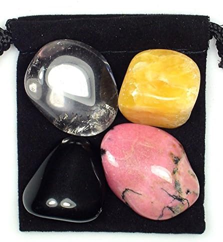 The Magic Is In You - Joint Repair - Professionally Selected Tumbled Crystal Healing Set with Pouch & Description Card - Calcite, Clear Quartz, Obsidian, and Rhodonite Genuine Gemstones The Magic Is In You