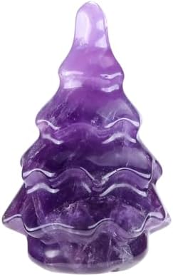 CrystalTears Amethyst Healing Crystal Tree Carved Gemstone Crystal Tree Statue Natural Good Luck Healing Stone Holiday Figurine for Home Office Desk Decor Crystal Gift 1.5” CrystalTears