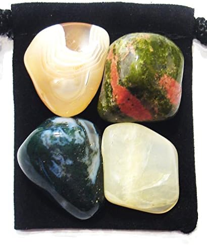 The Magic Is In You - Pregnancy & Birthing/Delivery Aid - Professionally Selected Tumbled Crystal Healing Set with Pouch & Description Card - Agate, Moss Agate, Moonstone, & Unakite Genuine Gemstones The Magic Is In You