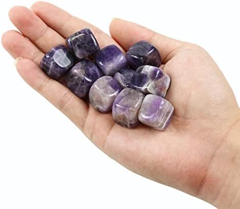 10 Packs of Square Tumbled Polished Natural Amethyst Stones and Crystals, Crystals and Healing Stones Quartz Bulk for Wicca, Reiki, Healing Energy, Chakra Stones, Witchcraft Supplies Namzi