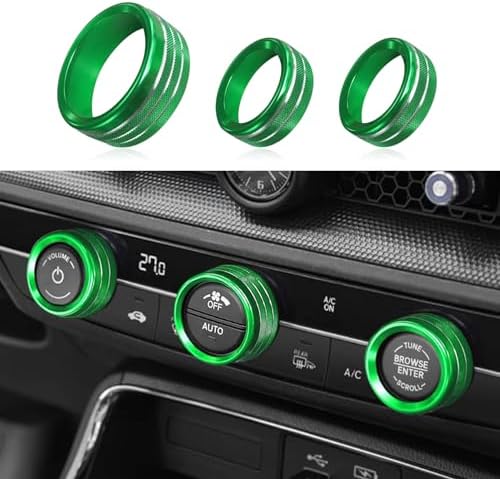 3PCS Air Conditioner Switch Button Knob Cover, Aluminum Alloy Trim Cover, Air Conditioner Knob Ring, Trailer Gear Switch Knob Cover Compatible with Dodge Challenger Durango 2015-2022 (Black) Rgoaanc