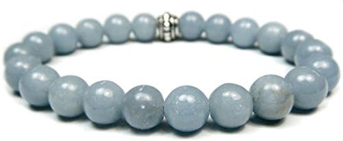 The Magic Is In You ANGELITE 8mm Round Genuine Crystal Gemstone Beaded Bracelet on Elastic Cord The Magic Is In You