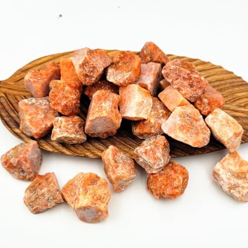 25Pcs+ (1.8lb) Natural Rocks for Tumbling,22Kinds+ Bulk Gemstone Raw Crystals Rough Stones for Polishing Wicca & Reiki Crystal Healing Chakra Balancing (Sunstone) SeeuFun