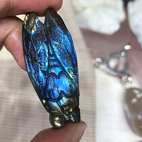 TEAMWILL Natural Labradorite Hand Carved The Cicada Quartz Crystal Healing 1PC TEAMWILL