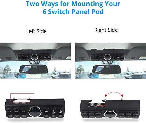 WATERWICH 6-Switch Pod Toggle Switch Panel Overhead and Source Control System Box Wiring Harness Kit with 12 Switch Covers & a Switch Clip Remover Compatible with Jeep Wrangle (Green) Waterwich