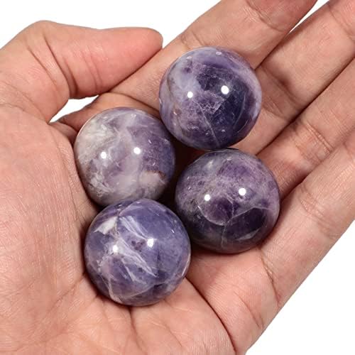 4Pcs Healing Crystal Ball Divination Sphere, 25mm Hand Carved Gemstone Home Decoration Small Fengshui Balls, Rose Quartz Loveliome