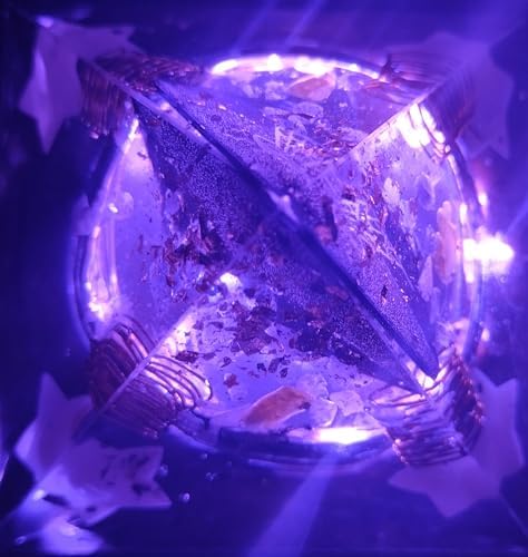 Orgonite Pyramid with gold leaf 24 K, andara stone. ametist, Tesla purple plate - Boost Positive Energy, Reduce Stress - Meditation, Healing, and Yoga Handmade