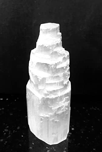 crystalmiracle Natural Selenite 3.5" SKYSCRAPPER Tower Gemstone Crystal Healing FENG Shui Reiki Gift Positive Energy Peace Meditation Wellness Handcrafted CRYSTALMIRACLE