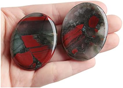 Acxico 2Pcs Bloodstone Jasper Palm Stone Rock Crystal Healing Reiki Polished Worry Acxico