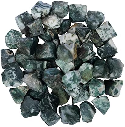 YATSKIA 1 Lb Moss Agate - Rocks for Tumbling - Raw Crystals Bulk - Gem Stones Rocks Crystals - Healing Crystal Rough Stone Fountain Rocks for Tumbling, Cabbing, Polishing, Wire Wrapping, Methaphysical YATSKIA