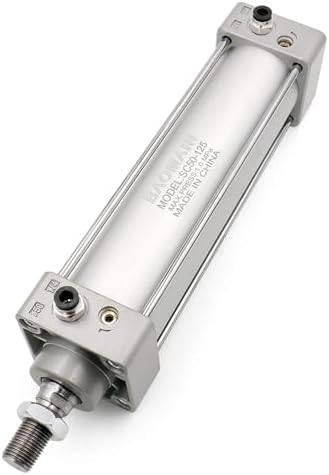 Baomain Pneumatic Air Cylinder SC 50 x 125 PT 1/4, Bore: 50mm(2"), Stroke: 125mm(5"), Screwed Piston Rod Dual Action 1 Mpa with 2 Fittings Baomain