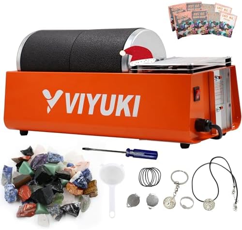 Christmas 2024 Rock Tumblers Kit - Includes Rough Gemstones, 4 Polishing Grits, Jewelry Fastenings,Operating Instruction, Great Stem Science Kit for Teen Viyuki