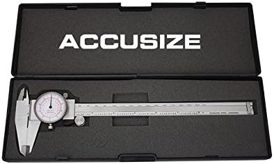 Accusize Industrial Tools 8''/200 mm by 0.001''/0.02 mm Dual Needle Precision Dial Caliper Stainless Steel in Fitted Case, Imperial/Metric, P920-S238 Accusize Industrial Tools