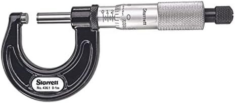 Starrett 436.1XRL-1 Outside Micrometer, Ratchet Stop, Lock Nut, Carbide Faces, 0-1" Range, 0.001" Graduation Starrett