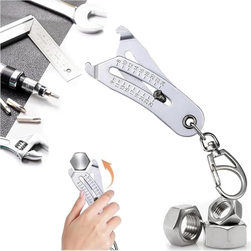 Portable Precise Thread Size Checker Keychain, Thread Size Verification Tool, Quick Hand Measuring Tool, Nuts and Screws Thread Checker, for Fast and Precise Measurement Rvogjp