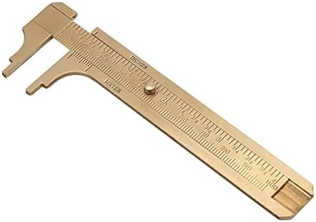 100mm (3.94in) Easy Sliding Gauge Brass Vernier Caliper Ruler Measuring Tool Double Scales mm/inch Mini Brass Pocket Ruler N\A