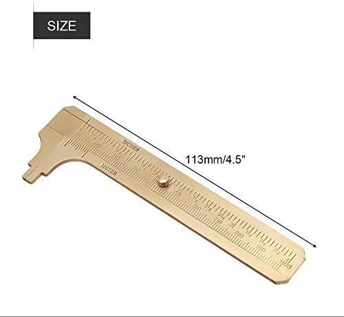 Handy Sliding Gauge Double Scales Vernier Caliper Ruler Measuring Tool mm/inch Brass Pocket Ruler 100mm Walfront