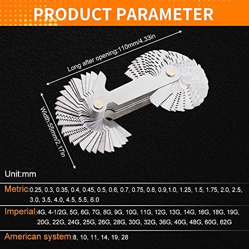 Metric & Imperial & US Screw Gauge SAE Whitworth 55 Degree & Metric 60 Degree & & US 60 Degree Thread Pitch Gauge for Industrial Measurement ChgImposs