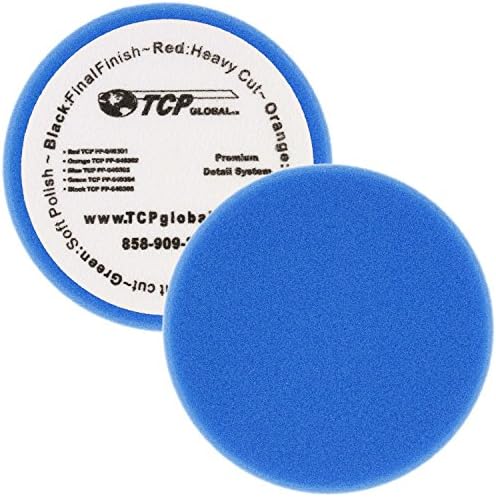 6.5" Blue Flat Light Cut Grip Foam Polish Buff Pad - DA Hook & Loop TCP Global