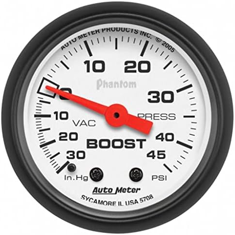 AutoMeter Vacuum/Boost Gauge Phantom 52mm 30in Hg-Vac/45PSI Mechanical KarParts360