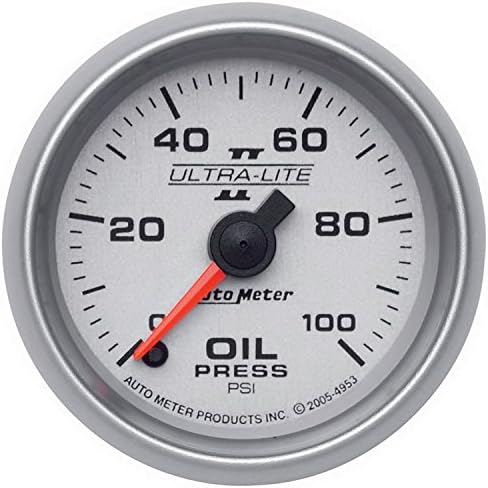 Auto Meter 4953 Ultra-Lite II 2-1/16" 0-100 PSI Full Sweep Electric Oil Pressure Gauge Auto Meter