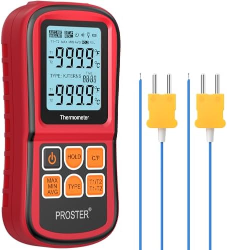 Цифровой термометр с термопарами K/J/T/E/R/S/N, двойной канал, ЖК-дисплей с подсветкой Proster