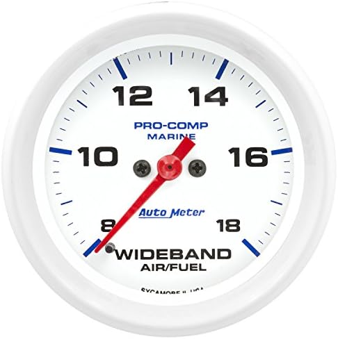 Auto Meter 200870 Gauge, Air/Fuel Ratio-Wideband, Analog, 2 5/8", 8:1-18:1, Stpr Mtr, Marine White Auto Meter