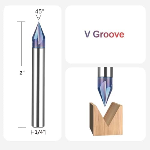 V-образная фреза 45 градусов, хвостовик 6,35 мм, 4 лезвия, покрытие TiAlN, для гравировки и изготовления знаков SpeTool