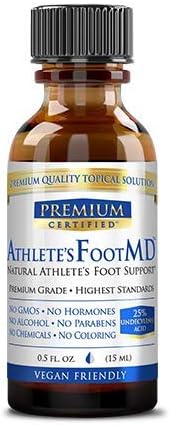 Athlete's Foot MD - All Natural Support - .5 Fl Oz - Contains Undecylenic Acid standardized to 25%, Aloe Vera, Vitamin E - Soothe Itching and Discomfort - Third Made in The USA Premium Certified