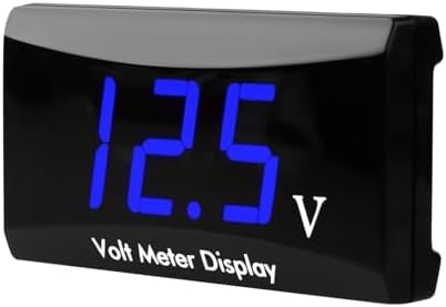 DC 12V Car Digital Voltmeter Gauge, Waterproof LED Display Motorcycle Voltmeter Power Energy Volt Meter Gauge for Trailer Camper Boat Marine Vehicle Caravan Car Battery Voltage Monitor (Blue) Linkstyle