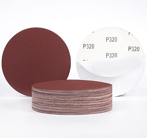 6 Inch Sanding Disc Self Stick 60 Grit PSA Sanding Discs 100 PCS Aluminum Oxide Adhesive Backed Sandpaper MIDO Professional Abrasive