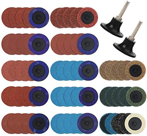 WORKPRO 101-pieces Sanding Discs Set, 2 inch Discs with 1/4 inch Holder, Surface Conditioning Disc for Die Grinder Surface Prep Strip Grind Polish Burr Finish Rust Paint Removal Workpro