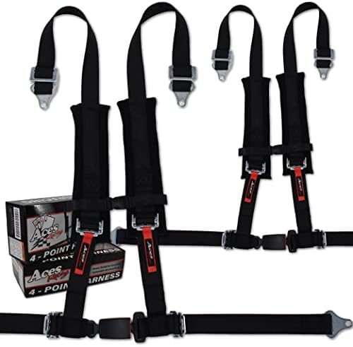 Aces Racing 4 Point Harness with 2 Inch Padding (Ez Buckle Technology) (Black (Pair)) Aces Racing