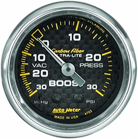 AutoMeter Mechanical Boost Gauge Carbon Fiber 52mm 30 PSI KarParts360