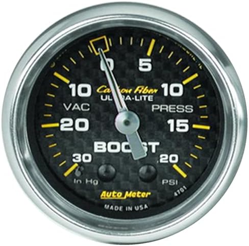 Auto Meter 4701 Carbon Fiber Mechanical Boost/Vacuum Gauge,2.3125 in. Auto Meter