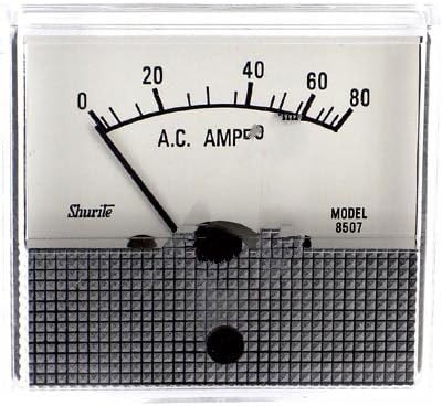 8507Z, Ammeter, Electromechanical AC; 80 A; + 5%; 2.5 in; Polystyrene; 850 Series Shurite