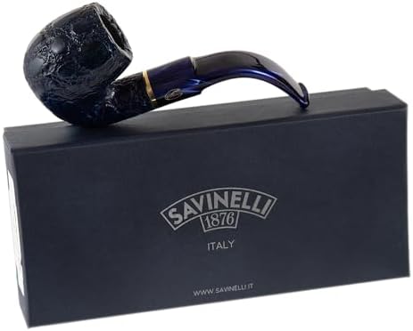 Savinelli Alligator Collection - Collectible Wooden Pipe Handmade in Italy, Italian Wood Briar Pipe, Blue 614 Savinelli