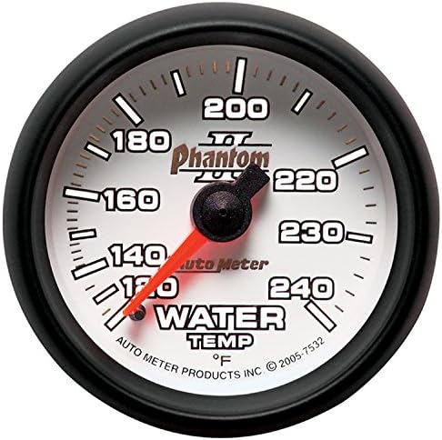 Auto Meter 7532 Phantom II 2-1/16" 120-240 Degree F Mechanical Water Temperature Gauge Auto Meter