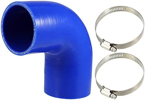 X AUTOHAUX 1 Set 19mm 0.75" ID 90 Degree Elbow Engine Silicone Hose Blue for Car Intercooler Intake Piping with 2 Pcs Clamps X Autohaux