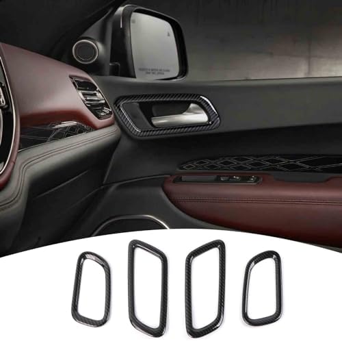 for Durango Inner Door Handle Bowl Cover Trim Compatible with Dodge Durango 2022 2023 Carbon Fiber Interior Accessories 4pcs Pdklin