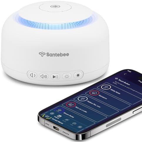 White Noise Sound Machine, Smart Sound Machine for Sleep, Dual-Mode Bluetooth Speaker, Sound Machine for Office, 48 Built-in Soothing Sounds White Noise Machine for Baby Adult, AC Power Only. Santebee