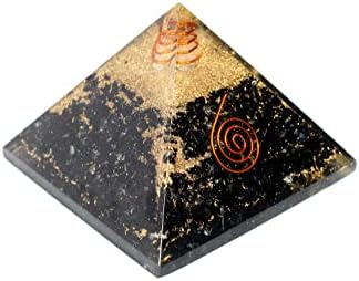 Jet Black Tourmaline Orgone Pyramid Healing Protection Meditation Orgone Pyramid Crystal Gemstone Pyramid for Meditation, Motivation, Positivity Handcrafted Jet International