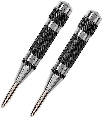 Heavy Duty Automatic Center Punch with Hardened Steel, Knurled Handle and Adjustable Tension Stroke - 5-1/4" (130mm) Length, 11/16" (17mm) Punch Diameter - Pack of 2 Sandor